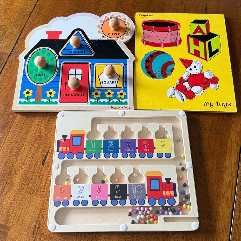Melissa and Doug Jumbo Knob Puzzle First Shapes House playskool my toys wooden